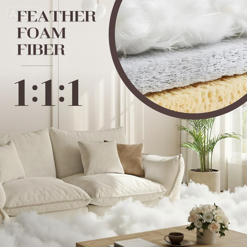 [New Year Deals] 81-106'' Down Blend Loveseat, Deep Seat Cloud Sofa with Feather-Filled Cushions, Ultra Soft Sink-in Comfort Couch for Living Room, Modern Oversized Sofa,Christmas Gifts for the Whole Family: Husband & Wife, Mom & Dad