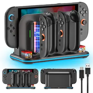 Switch 2 Game Organizer Charging Station – Charges 4 Joy-Con Controllers, Game Card Storage Dock with USB Sync, Compatible with Nintendo Switch 2 (2025)