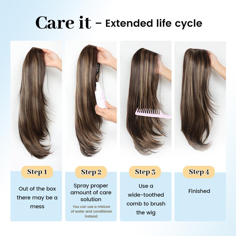 Synthetic layered cut 9x7 Lace Front Wig Glueless Wear And Go Pre Plucked Pre Cut Straight Wig Vivid Self Growing Clean Hairline with Tiny Knots Premium Fiber