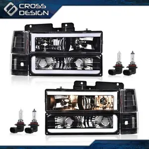 CROSSDESIGN Pair LED DRL Headlight Bumper Lamp Fit For 1994-1998 GMC C10 C/K C1500 2500 3500