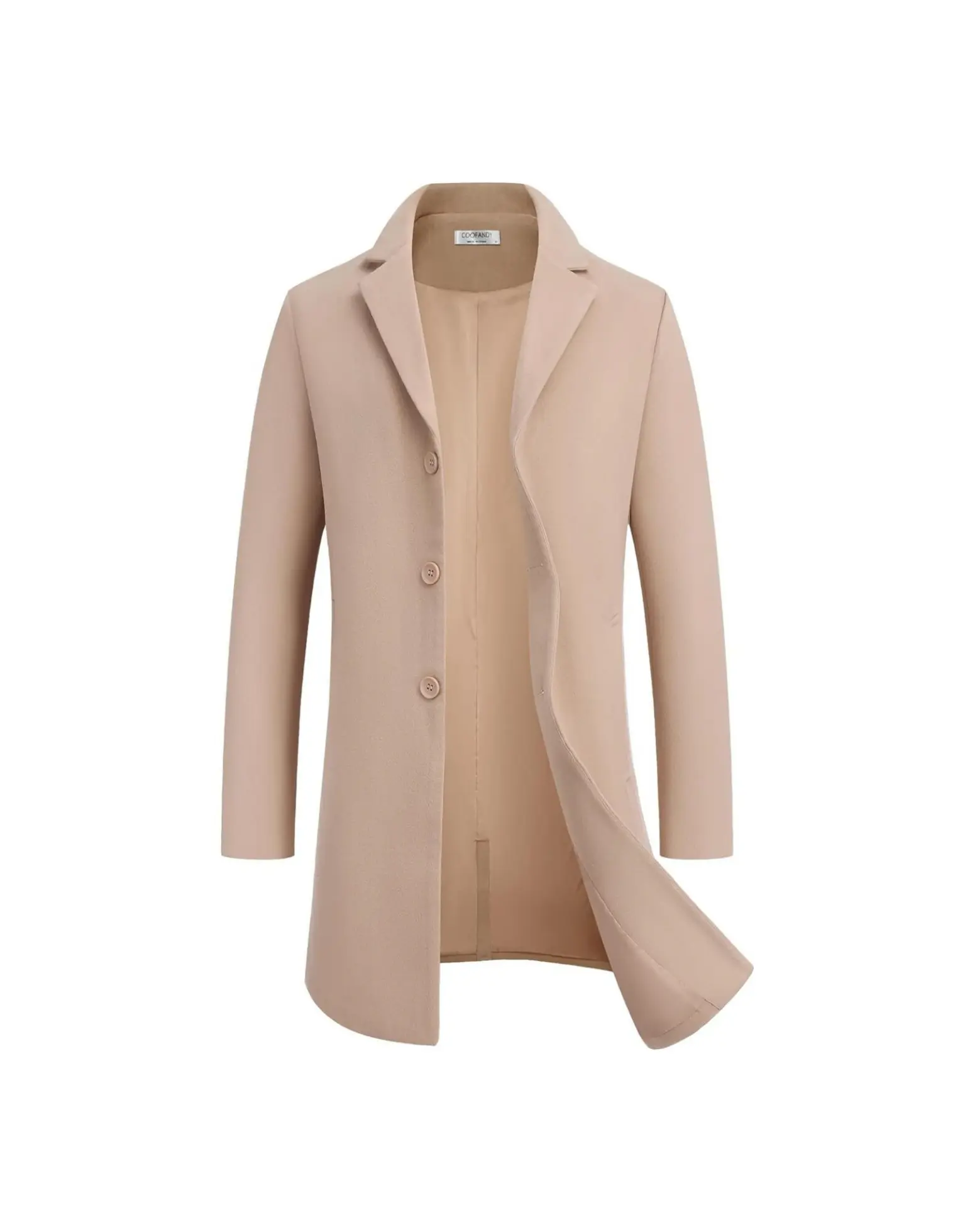 COOFANDY Fall Outfits Mens Wool Blend Coat Winter Trench Coats Notched Lapel Collar Single Breasted Overcoat Classic Peacoat With Pockets Menswear Casual