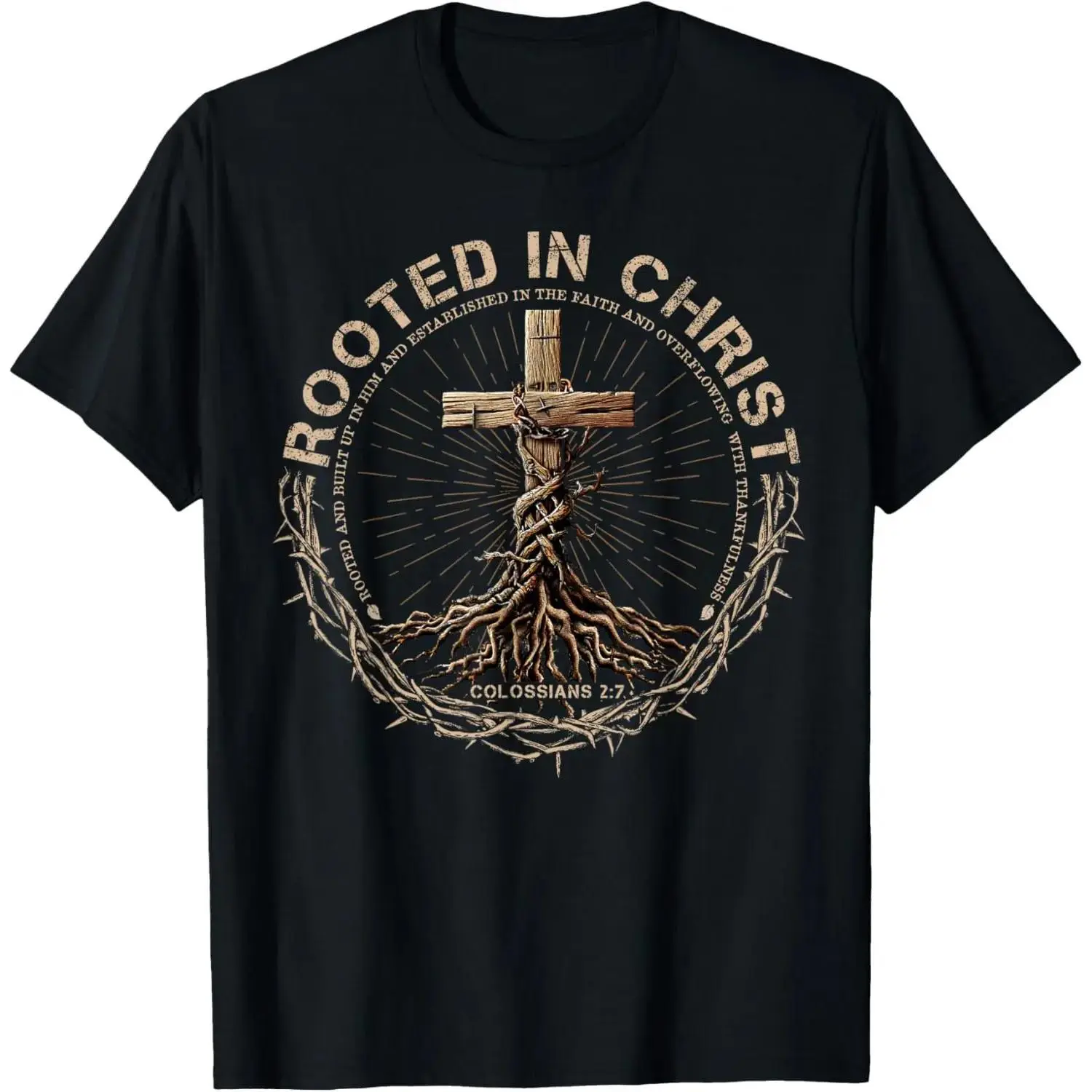 100 Percent Cotton Rooted in Christ Jesus Cross Tee Stylish Streetwear for Faith-Based Fashion