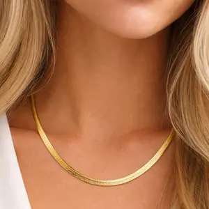 Gold Snake Chain Choker – Minimalist 18K Gold Plated Necklace