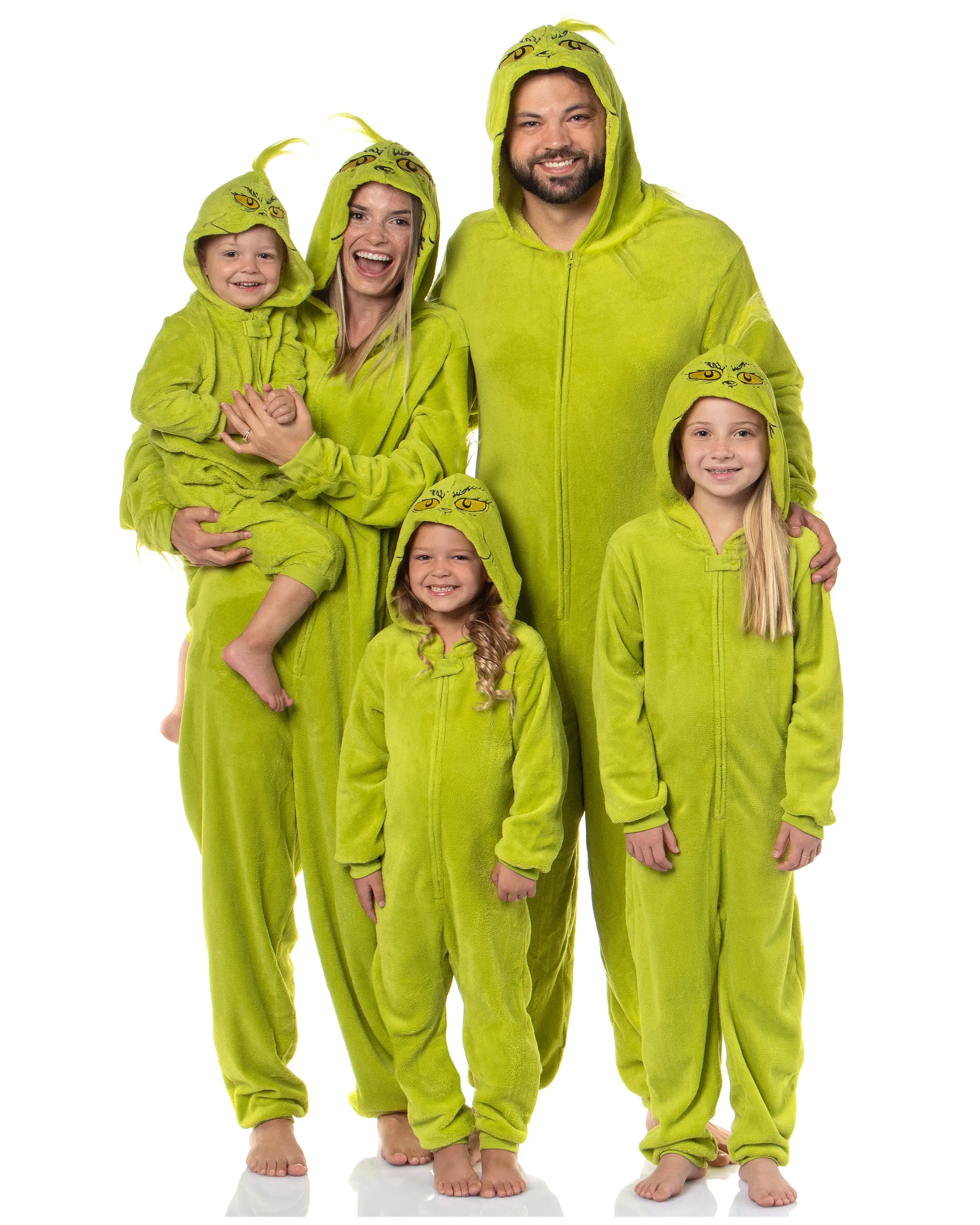 Dr. Seuss GRINCH Who Stole Christmas Hooded Pajama Union Suit, Polyester, Zipper