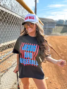 Jesus and Baseball Graphic Tee on Black *Final Sale*