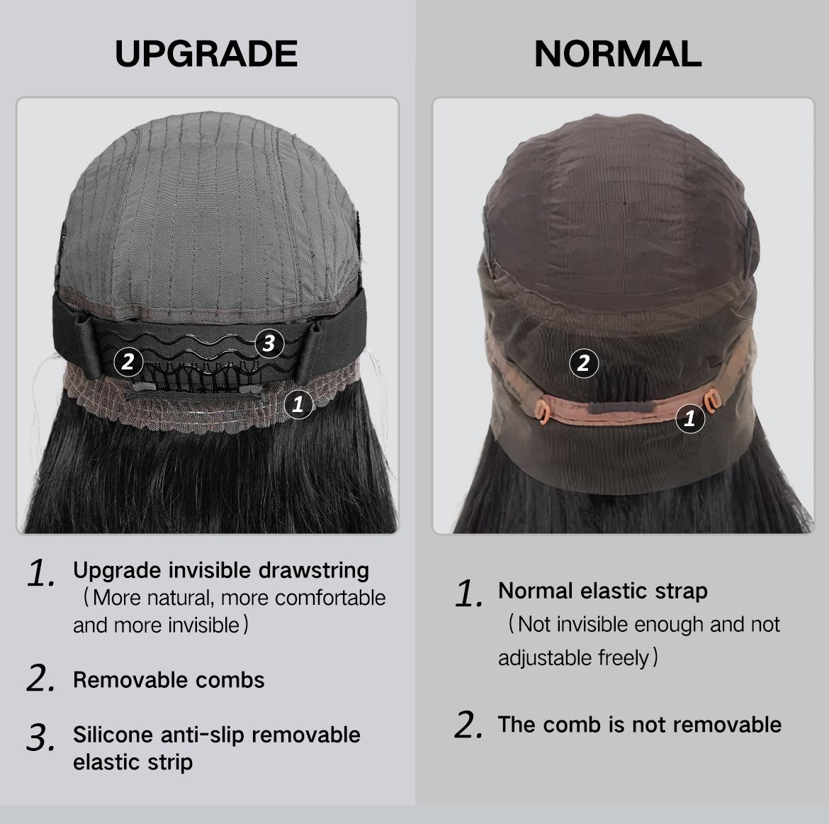 Wavymy 360 Straight Invisi Drawstring Wear Go Glueless Pre-Bleached And Pre-Cut Lace Wigs Flexi-Fit  Glueless Water Wave Wigs 180% Density Human Hair