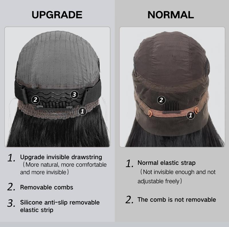 Wavymy 360 Straight Invisi Drawstring Wear Go Glueless Pre-Bleached And Pre-Cut Lace Wigs Flexi-Fit  Glueless Water Wave Wigs 180% Density Human Hair