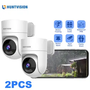 2PCS Outdoor Waterproof 5MP Wifi Security Dome Camera Auto Tracking Audio CCTV Surveillance 360° Camera, Day And Night Full Color, AI Human Motion Detection, Two-Way Voice Intercom, PTZ Control 360 Degree Panoramic 100 Degree Vertical Monitoring