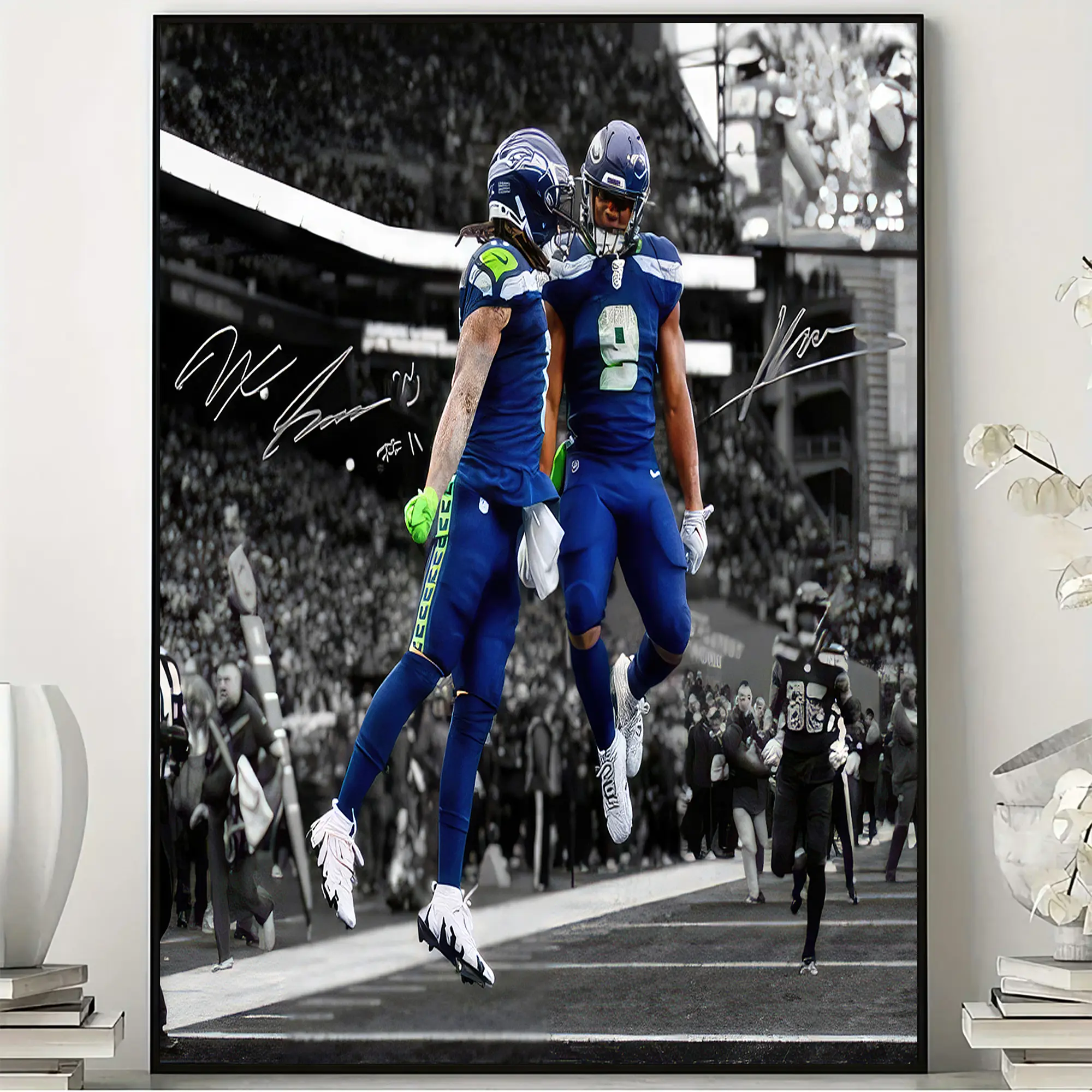 Jaxon Smith-Njigba & Kenneth Walker Football Poster, Seattle Sports Wall Art, Signature Style Print, Unframed Fan Decor