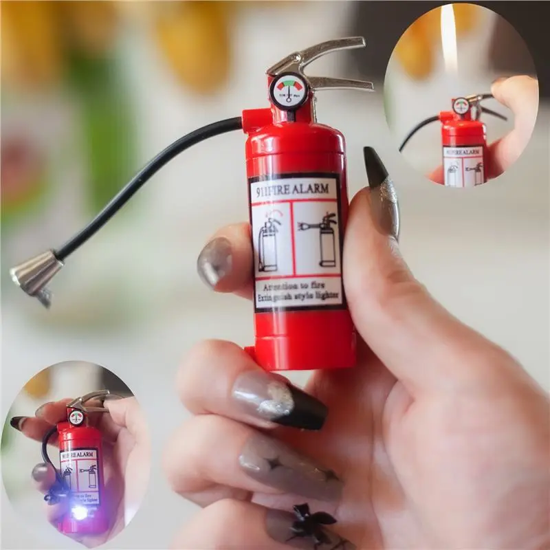 ( Without Gas)Creative Fire Extinguisher-shaped Lighter, Adjustable Flame, Portable, Butane‑Powered, Refillable; Suitable For Outdoor Grilling And As A Gift For Men.