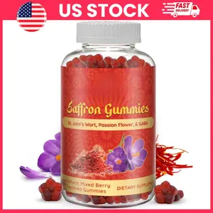 Saffron Extract Gummies Sugar Free | Vegan Herbal Saffron Supplement Gummies with GABA, Passion Flower & Saint John’s Wort | Pectin-Based Natural Ingredient Gummy Supplement for Adults, Lemon Flavor, 60 Gummies Bottle