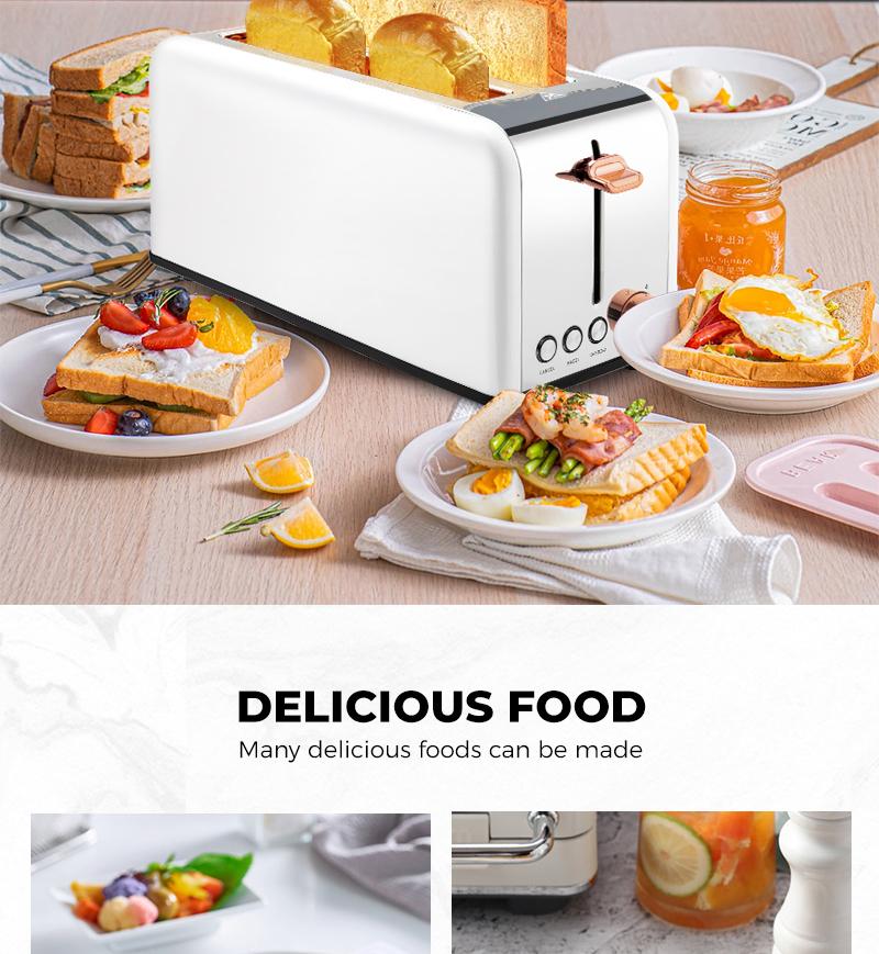 Pukomc Toaster 4 Slice with Wide Slots for Bagels, Waffles & Toast, 6 Browning Levels, Stainless Steel, WT-8500 Black (1500W) Breakfast Sandwich Maker Toastie Machine Kitchen Appliances