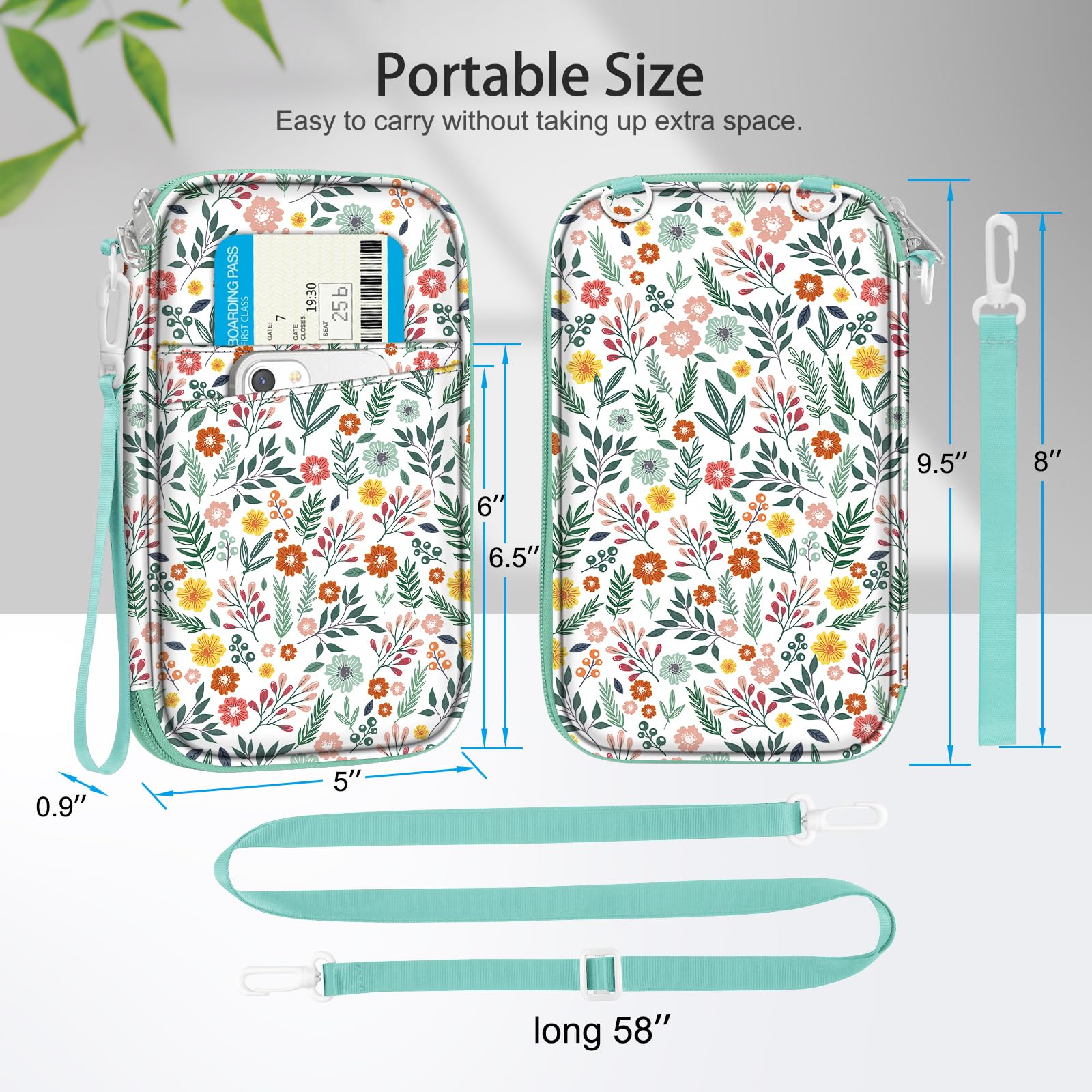 Passport Holder Wallet for Family of 6, RFID-Blocking Travel Document Organizer Bag  with Compact Design - Family Travel Essentials