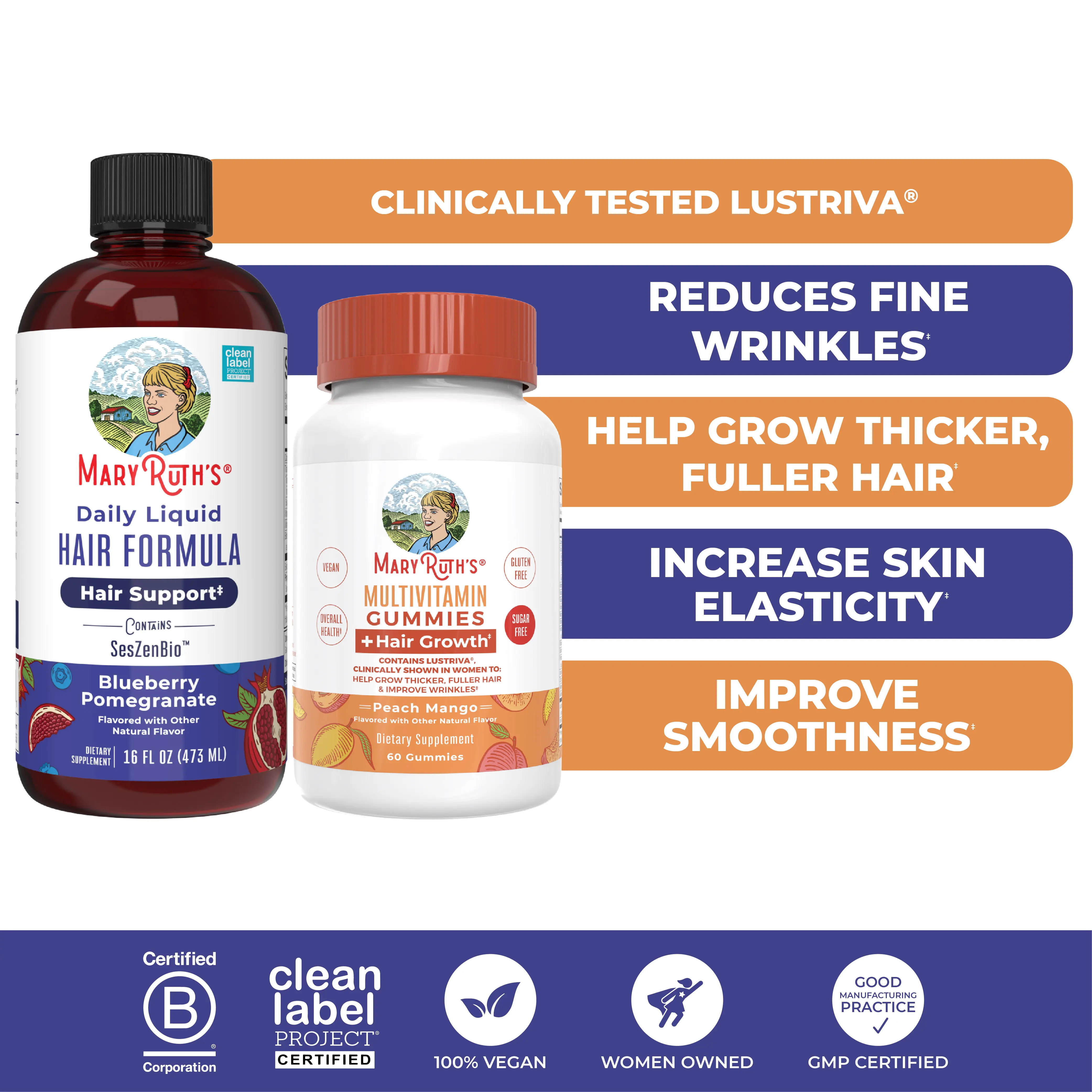 MaryRuth's Daily Liquid Hair & Multivitamin + Hair Growth Gummies ...