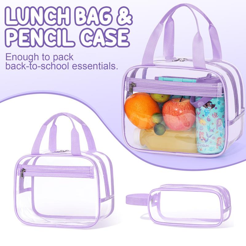 Fimibuke Waterproof Clear Backpack 3PCS Set with Lunch Box & Pencil Case – Lightweight School Backpack Stadium Approved for Elementary, Middle & High School Students TikTokShopBacktoSchool