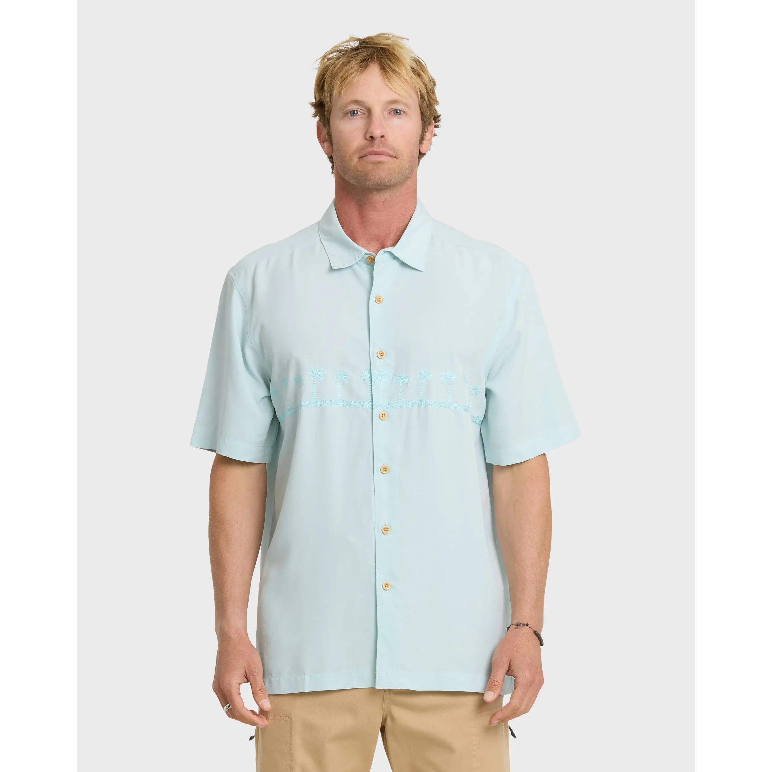 Quiksilver | Waterman Tahiti Palms Premium Anti-Wrinkle Shirt | Men's Embroidered Logo Breathable | Vacation