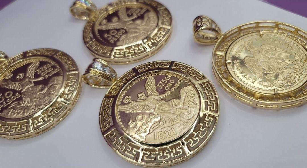 Centenario coin shaped fashion style with stones Pendant only no chain gold-plated PRICE FOR ONE big pendant