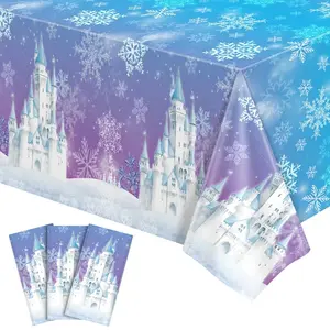3-Pack Snowflake Tablecloths, 54x108 Blue & Purple for Winter Wonderland & Frozen Parties