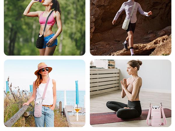 【Telena】 Water Bottle Carrier Bag with Strap Crossbody Bags for Women for Walking, Hiking, Cycling Gift Black Purse #TikTokShopBlackFriday