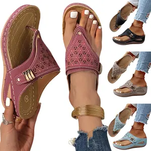 Womens Softy Flat Sandals Cork Footbed Slides Adjustable Buckled Slip On Open Toe Slippers