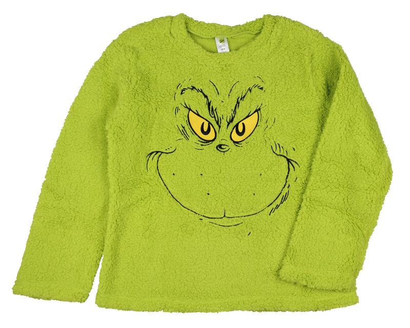 The Grinch Pajama Set Dr. Seuss Women's The Grinch Santa Fleece Buffalo Plaid Sleep Pajama 2 Piece Set Lounge