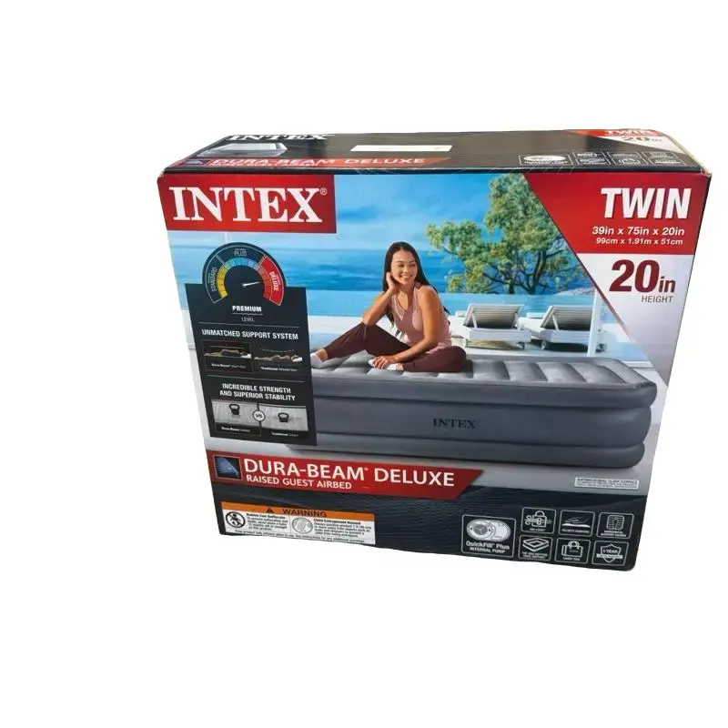 Intex 20" Twin Dura-Beam Deluxe Raised Air Bed Mattress with Built-in Pump