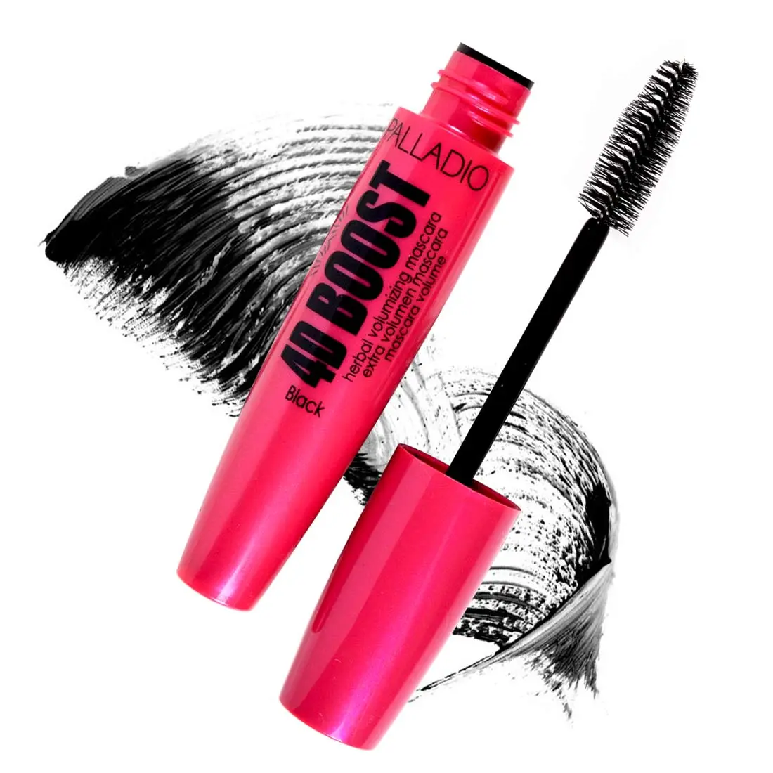 Palladio 4D Boost Volumizing Eyelash Mascara - Soft Bristle Jumbo Brush for Fanning Volume & Nourishment, Cruelty-Free, Paraben-Free Cosmetic for Lash Enhancement, Fanning Volumizing Mascara