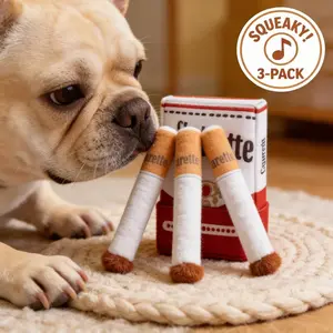 3 Packs Squeaky Plush Dog Chew Toys, Funny Interactive Cigarette Shape Puppy Toys for Small & Medium Dogs, Durable Boredom Relief Pet Gift