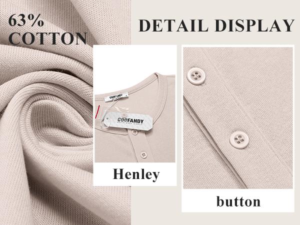 COOFANDY Men's Casual Henley T-Shirts Summer Short Sleeve Cotton Shirts Basic Button Tee Tops