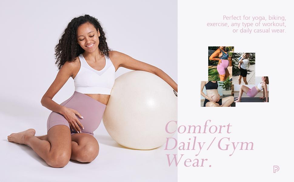 POSHDIVAH 3 Pack Maternity Biker Shorts Over The Belly Summer Comfy Pregnancy Yoga Active Workout Athletic Short Pants 5"/8" summer clothes