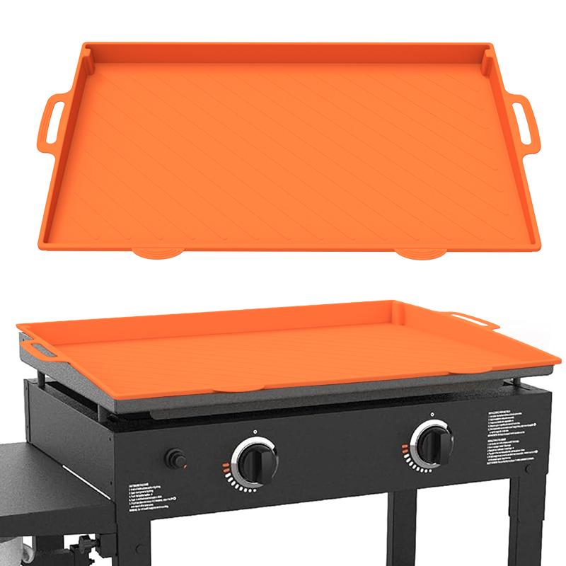 TRZZ 22IN 28IN 36IN Food-Grade Silicone Griddle Cover Mat for Blackstone Grills Heat-Resistant Anti-Slip Easy Clean Durable Outdoor Cooking Utensils Kitchen Dinnerware Sets with Free Baking Mat