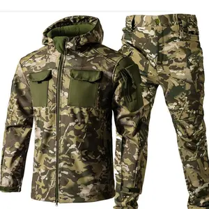 Outdoor Fleece-Lined Set: Multi-Pocket Softshell Jacket + Insulated Pants, Windproof and Durable Warm Fleece Suit,Winter & Fall Sharkskin Softshell Set: Outdoor Fleece-Lined Warm Jacket + Cargo Camo Jacket |   Multi-Pocket, Windpr