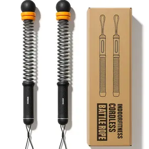 Cordless Spring Battle Rope | Durable Full-Body Workout Tool | Portable for Travel & Gym | For Men & Women | FREE Wrist Guards