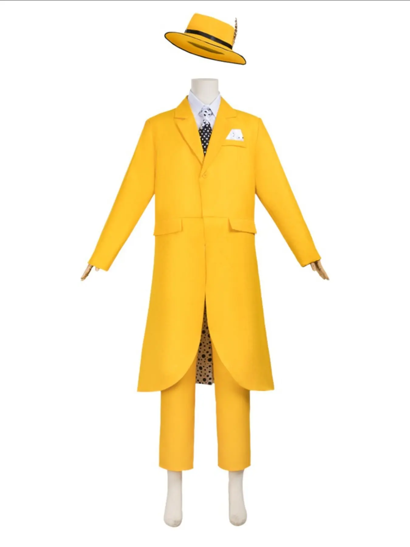 Cloak Cosplay Costume Outfit Clothes Jimcarry Mask Long Suit Halloween Carnival, Slim Fit Regular Length Geometric Pattern All Season Wear