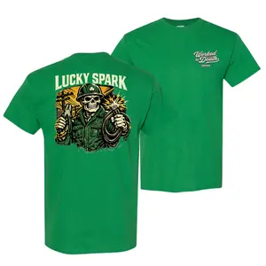Lucky Spark Electrician T-Shirt, Funny Electrician Skeleton Graphic Tee, Electrical Worker Humor Shirt, Blue Collar Electrician Workwear Tee, Soft Cotton Blend Tradesman Shirt
