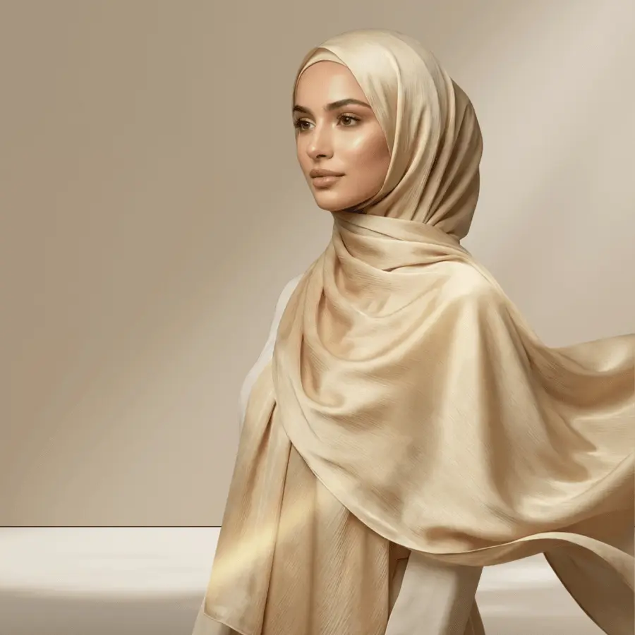 Luxe Elegance Satin Crinkle Hijab - Golden Glow (neutral - cold undertone)