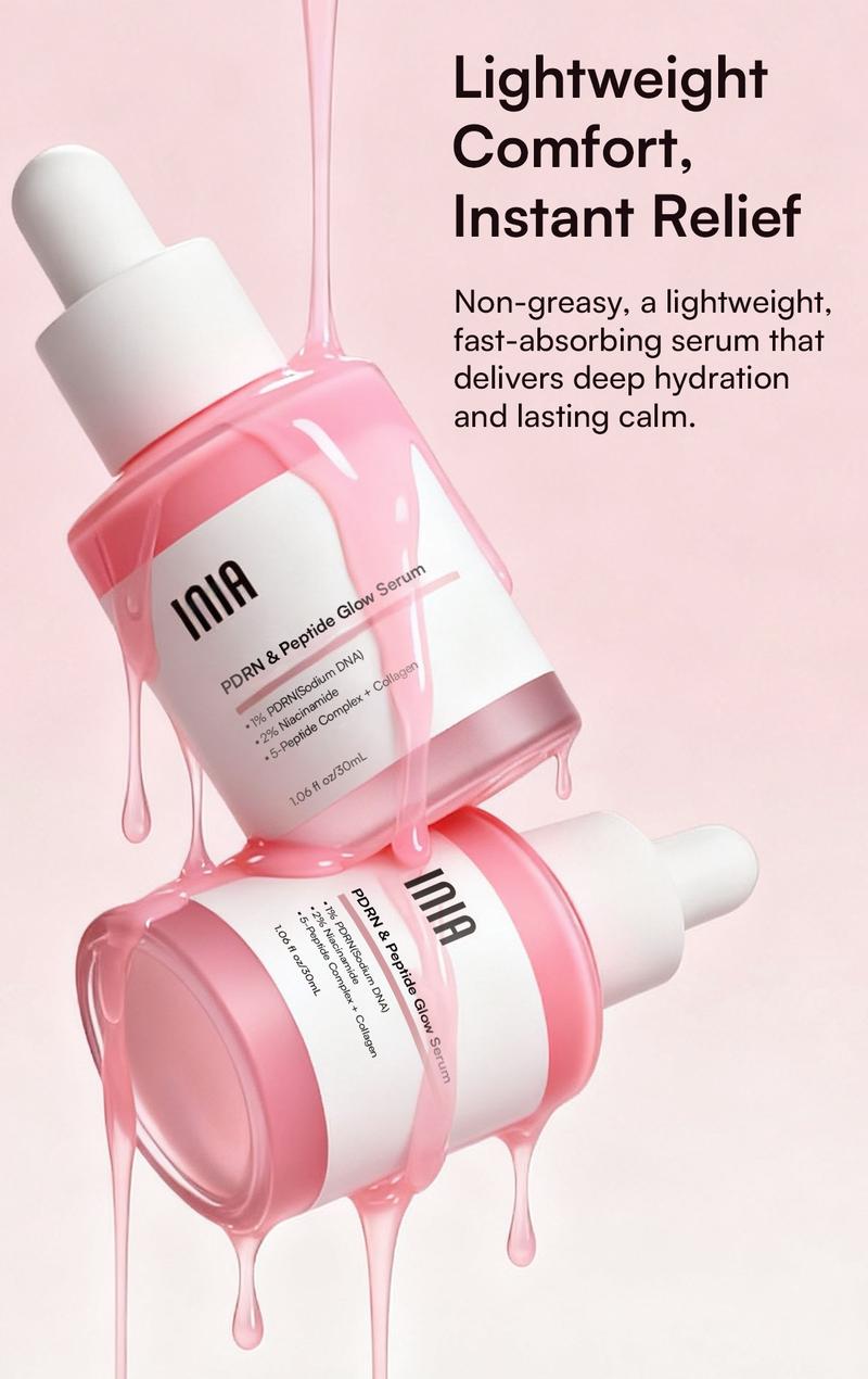 INIA PDRN + Peptide Repair Serum – Dual Repair, Brighten & Even Tone for All Skin Types, Including Sensitive Skin, with Salmon DNA, Peptides & Niacinamide, Layerable with Sunscreen & Makeup