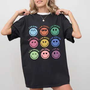 Positive Affirmations Shirt, Grow Positive Thoughts Graphic Printed Tee, Mental Health Unhinged Shirt, Inspirational T-shirt, Mental Health Awareness Month Tee, Gift For Her, Womenswear, Cotton Fabric Relaxed Fit Chic Style