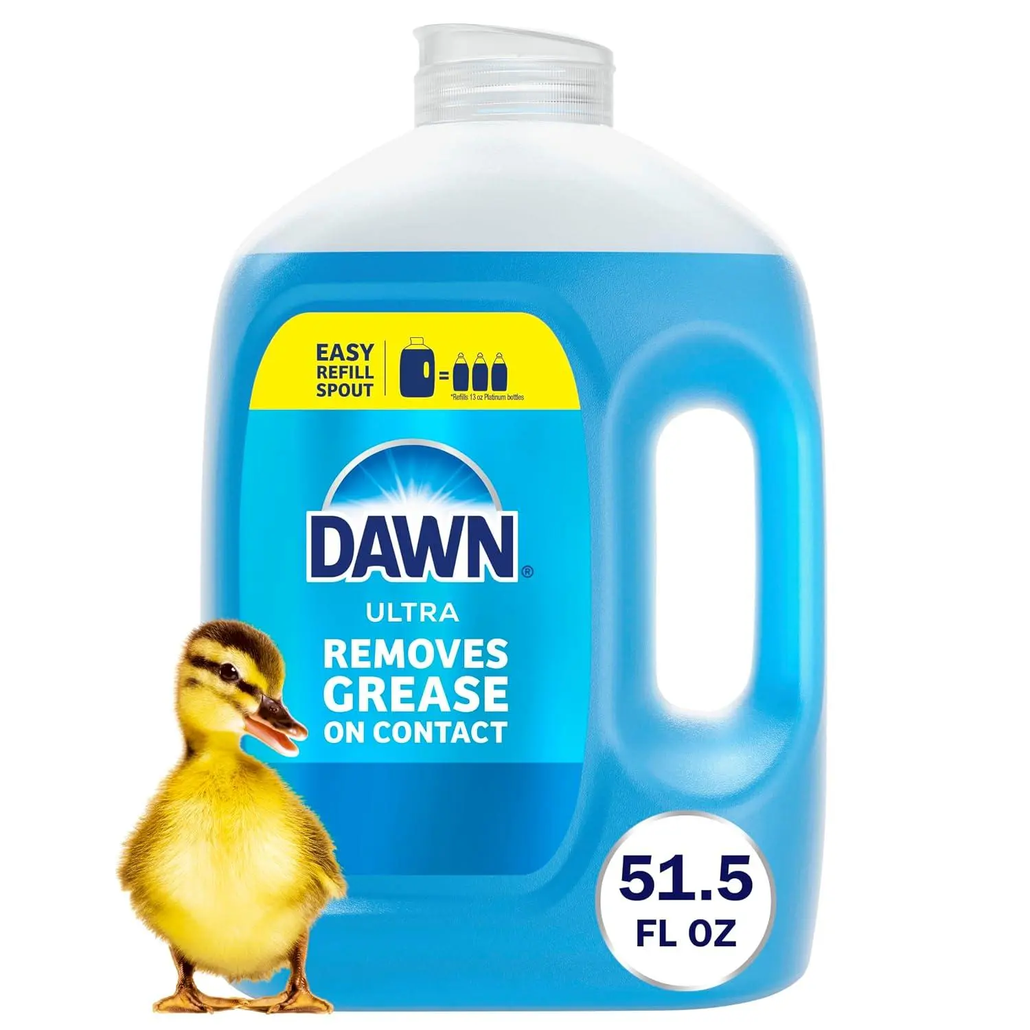 Dawn Ultra Dish Soap Refill Jug, Large Size Original Blue Liquid Dishwashing Detergent, Powerful Dish Soap for Grease, 51.5 oz