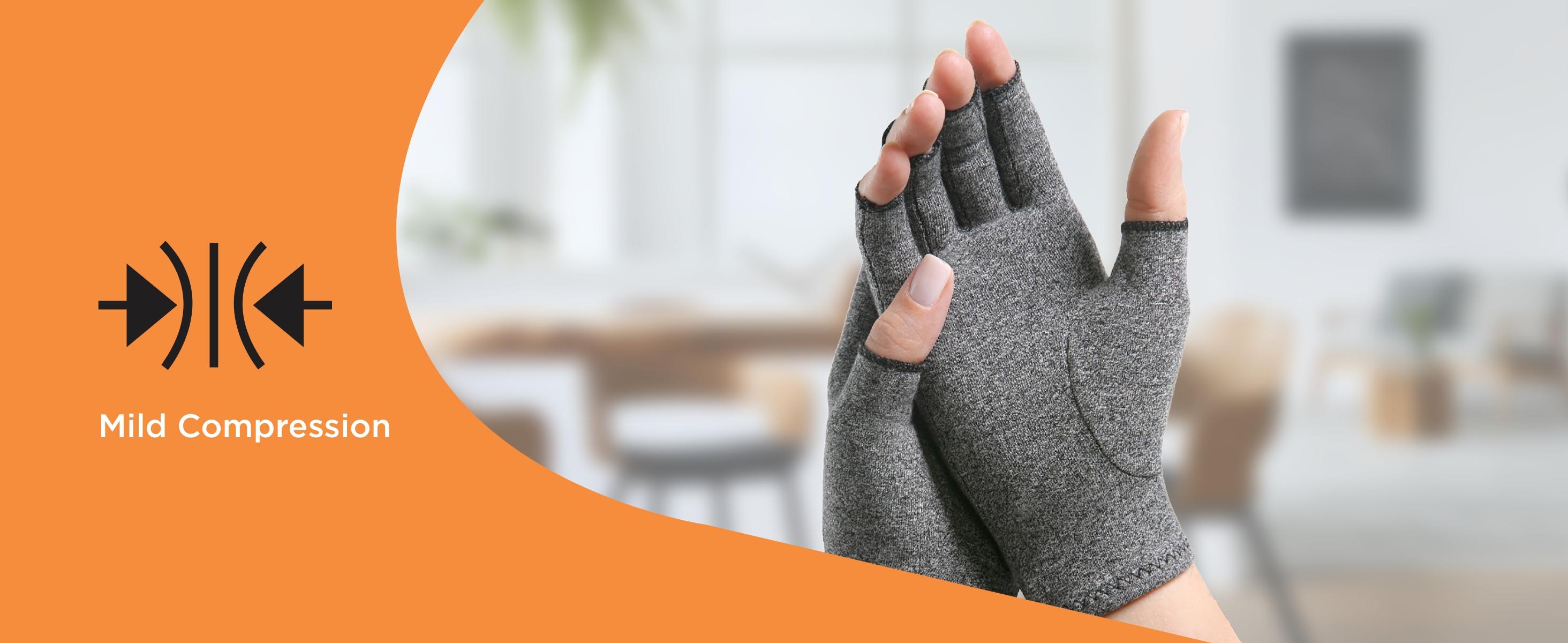 BrownMed IMAK Arthritis Gloves - Open Fingertips, Mild Pressure for Warmth and Circulation