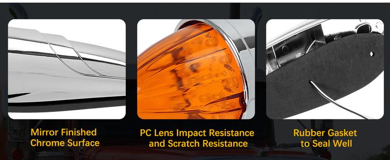 Partsam LED Amber Torpedo Cab Marker Roof Running Top Lights Assembly 5PCS