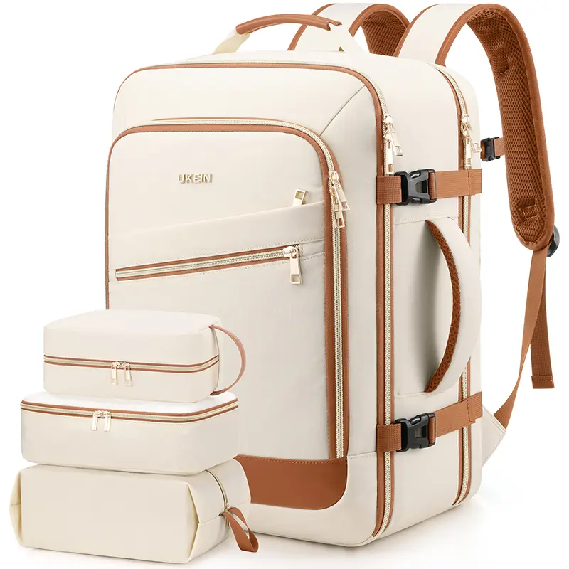 UKEIN 40L Colorblock Carry-On Travel Backpack – Airline Approved, Waterproof Weekender Bag with 3 Packing Cubes, TSA Lock, Fits 17” Laptop, Perfect Valentine’s Day Gift, Airport Backpack, Durable Backpack tiktokshopbacktoschool