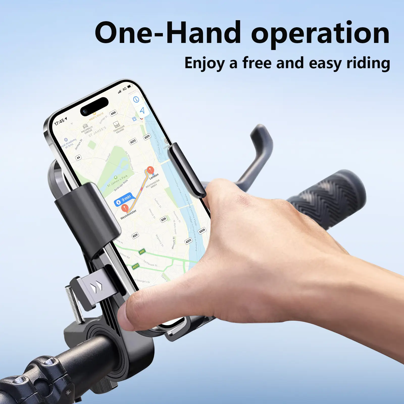 JX Bike Phone Mount Holder - Universal Handlebar Motorcycle Gear & Ebike Accessories with Antishake Hold, Easy Installation, Adjustable Durable Grip, Portrait and Landscape Compatibility for Electric Scooters