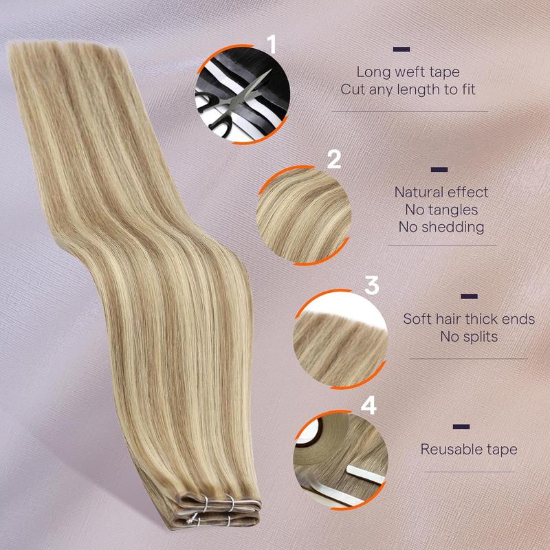 Full Shine One-Piece Tape In Weft Hair Extensions - Invisible Remy Human Hair Weft for Women 50G- Straight & No Glue Fringe - Salon-Quality Hairpiece holidayhaul Full Shine One-Piece Tape In Weft Hair Extensions - Invisible Remy Human Hair Weft for Women 50G- Straight & No Glue Fringe - Salon-Quality Hairpiece holidayhaul