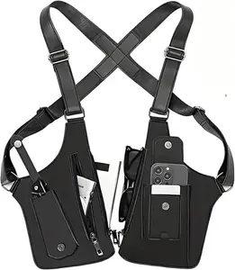 Men's cross-body shoulder bag, Large Double Shoulder Armpit Bag for Men 2026 Upgraded Anti-Theft Underarm Holster Bag Vintage PU Leather Concealed Crossbody Wallet Phone Pouch for Travel Outdoor Cycling Work