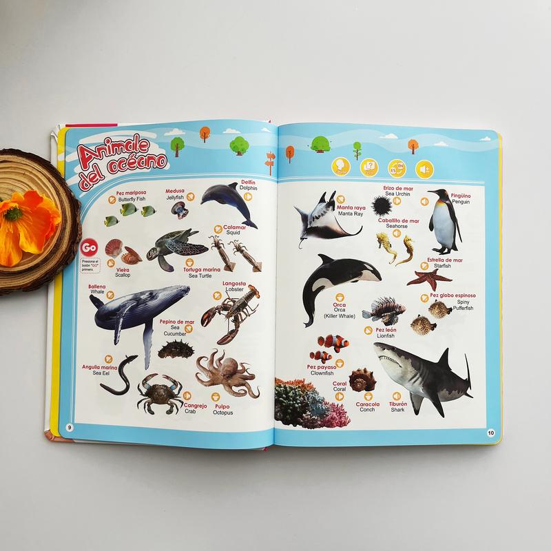 Spanish Interactive Educational Toy for Kids 1–6, Bilingual Sound Book for Early Language Learning, Interactive Educational Toy with 300+ Words & 13 Themes, Perfect Gift Idea for Toddlers