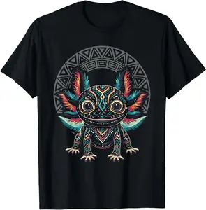 100% Cotton Axolotl Art Mexico Aztec Mexican Amphibian Salamander T-Shirt
