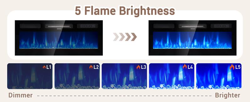 【2 Packages Shipping】oneinmil 70" Floating TV Stand with 36" Electric Fireplace High Gloss Finish Wall Mounted Entertainment Center for TVs Up to 80" Black TV Stand and Fireplace