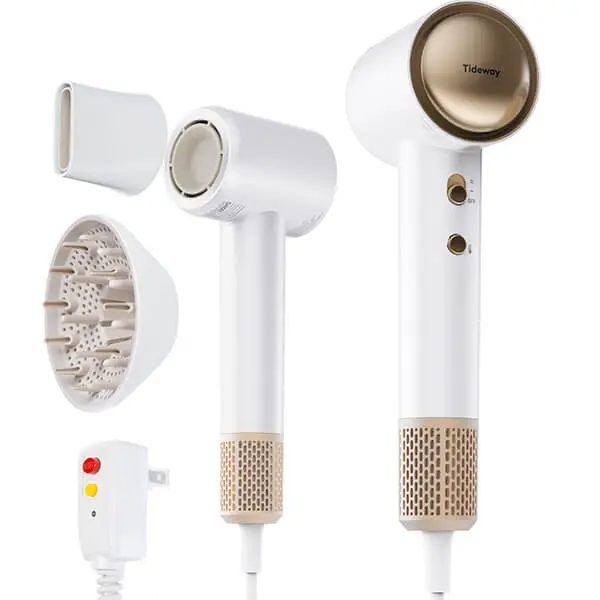 Tideway SilkJet Pro High-Speed Ionic Hair Dryer - Upgraded Pro (Gold) w/ Diffuser, 110000 RPM Brushless Motor, Gentle Drying, Frizz Control, 4 Temp Settings, Thermo Control, Optimized Airflow, Cooling, Ionizer #TikTokShopBackToSchool