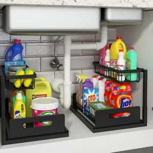 Under Sink Organizer, Pull Out Cabinet Organizer Slide Out Sink Shelf Cabinet Storage Shelves, Storages for Kitchen Bathroom